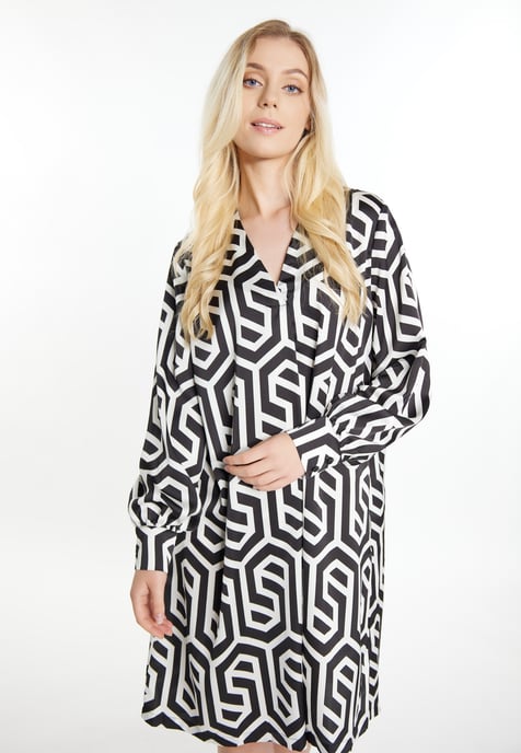 Dreimaster midi-jurk Dames zwart en wit - Image 3