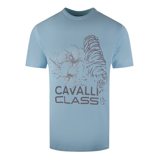Cavalli Class camiseta azul claro con dise�o de tigre floral - Image 1