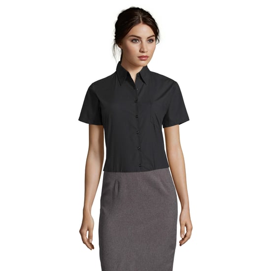 SOLS Dames/Dames Escape Poplin Business Shirt met korte mouwen (Zwart) - Image 1