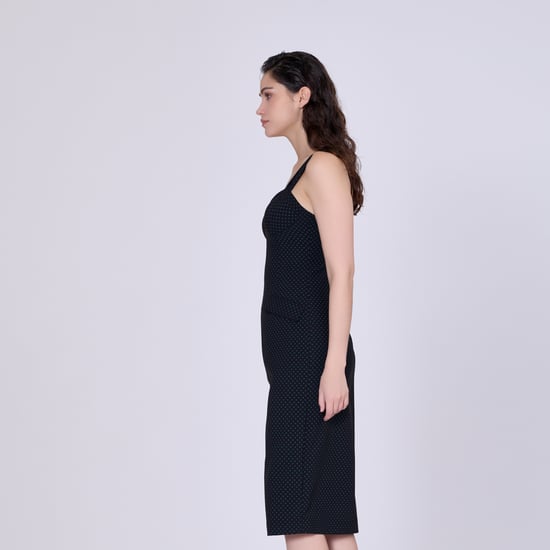 Sleeveless sheath dress mini dots print