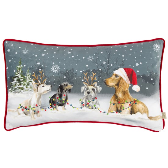 Evans Lichfield Christmas Dogs  Piped Cushion
