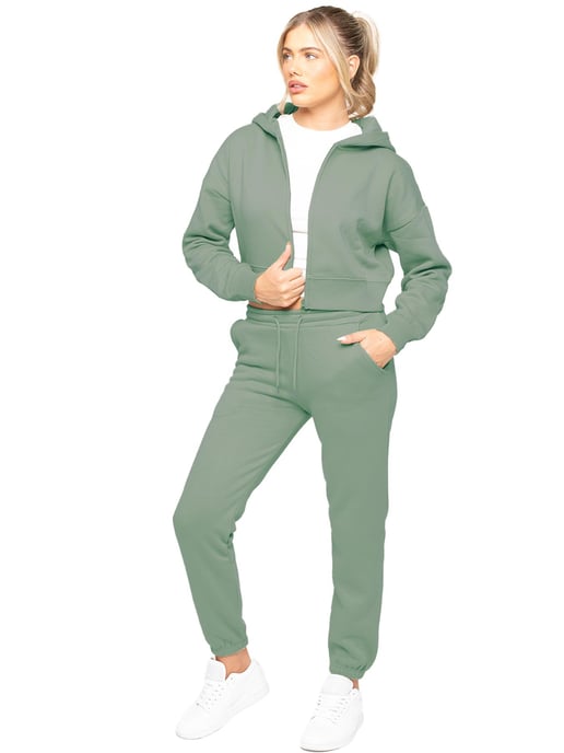 Enzo Women Crop Zip Hoodie - Image 4