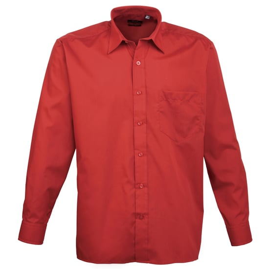 Premier Heren Premier Poplin Formeel Overhemd Met Lange Mouwen (Rood) - Image 1