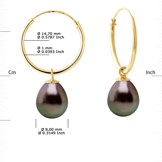 DIADEMA - Earrings - Yellow Gold and Real Tahitian Pearls