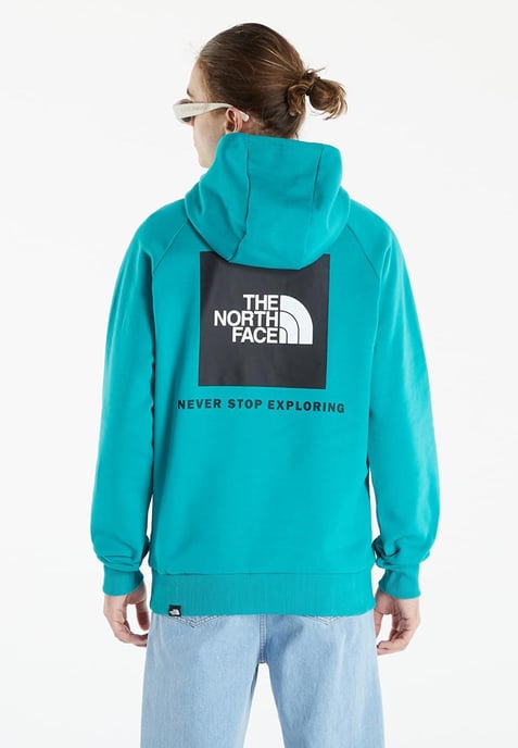 The North Face Heren Reglan Red Box Hoodie in Bleached Porcelain Green - Image 2