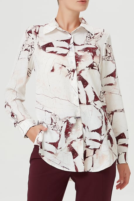 Recht shirt met marmeren effectprint - Image 1