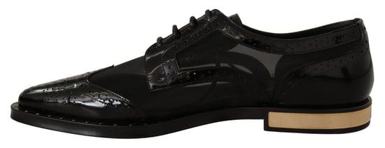 Dolce & Gabbana Women's Black Leather Broques Sheer Wingtip Shoes