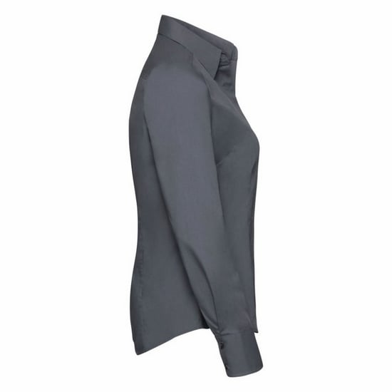 Russell Collectie Dames/Dames Lange Mouwen Poly-Katoen Gemakkelijk Onderhoud Gepaste Poplin Shirt (Konvooi Grijs) - Image 6