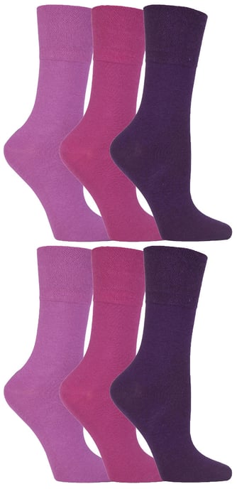 Gentle Grip - 6 paar diabetische damessokken - Roze - Image 1