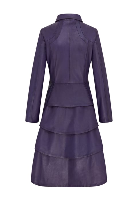 Womens Purple Gothic Full Length Victorian Leather Coat - Vantaa