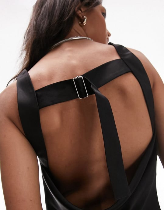Topshop satin buckle cami in black - Image 2