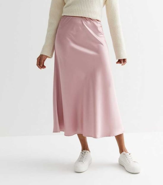 Satin Bias Cut Midi Skirt
