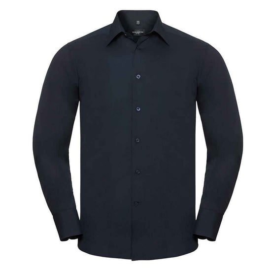 Russell Collection Heren Poplin Getailleerd Overhemd met Lange Mouwen (Franse marine) - Image 1