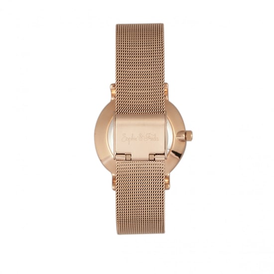 Sophie & Freda Savannah Mesh Bracelet Watch w/Swarovski Crystals