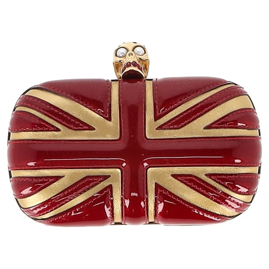 Alexander McQueen Britannia Skull Box Clutch Bag in Red Patent Leather - Image 1