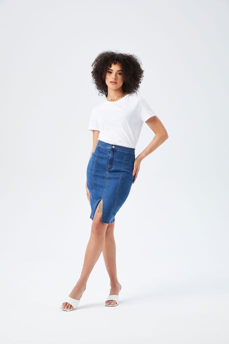 Mid Blue Pencil Skirt