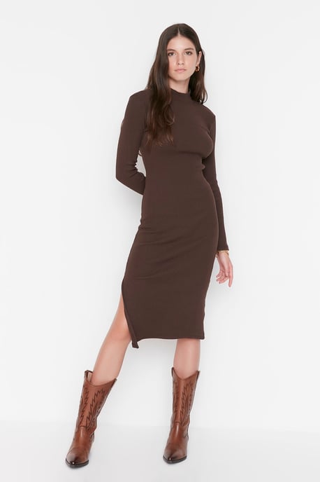 Trendyol Vrouw/Meisje Staande kraag Bodycon Midi Jurk - Image 1