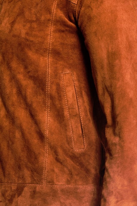 Retro biker jacket from goat suede