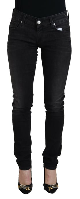 Acht Zwarte Katoenen Lage Taille Slim Fit Dames Casual Denim Damesjeans - Image 1