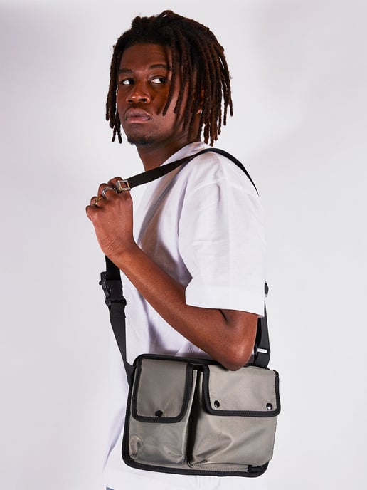 Nylon chest bag in moss