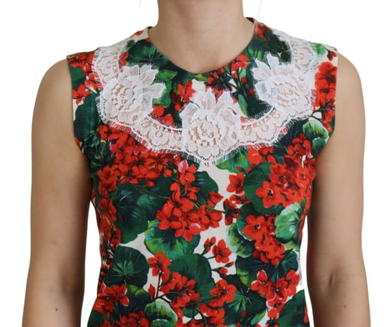 Dolce & Gabbana Dames Witte Bloemige Wol Kant Mouwloze Top - Image 4