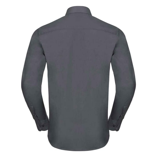 Russell Collection Heren Poplin Getailleerd Overhemd met Lange Mouwen (Konvooi Grijs) - Image 2