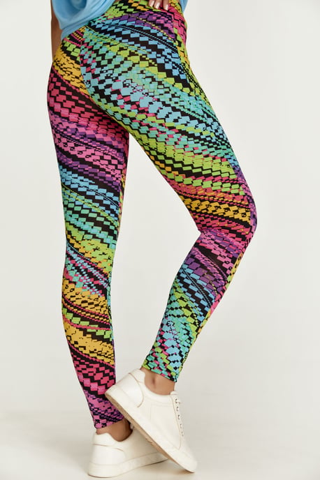 Lila legging met meerkleurige print - Image 5