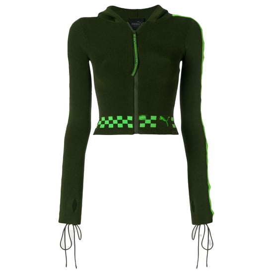 Puma x Rihanna Fenty Zip Up Green Womens Laced Sleeve Sweaters 577245 02