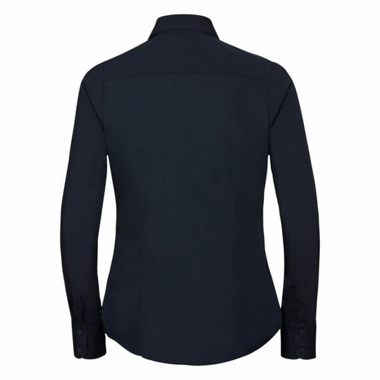 Russell Collection Ladies/Womens Long Sleeve Poly-Cotton Easy Care Fitted Poplin Shirt (French Navy)