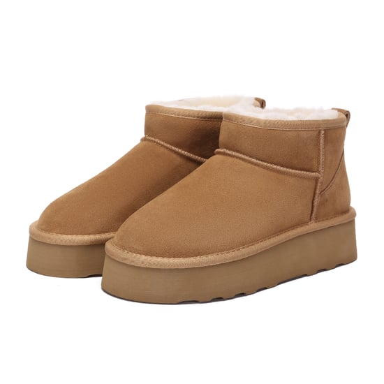 EVER AU Women Heron Ultra Mini Platform Boots - Chestnut
