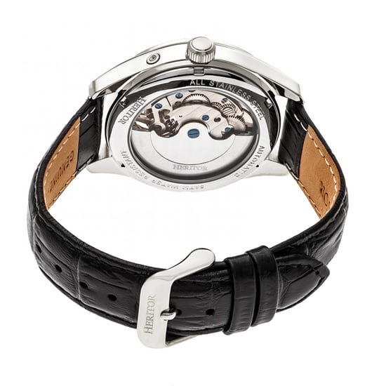 Heritor automatisch Sebastian semi-skelet lederen band horloge - Image 2