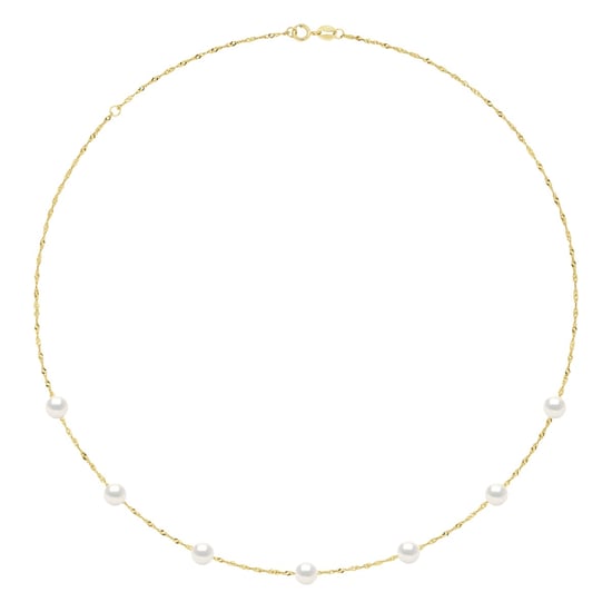 Necklace Pearls - 7 Real Cultured Freshwater Pearls Round 6-7 mm