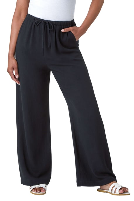 Petite Linen Mix Wide Leg Trouser - Image 1