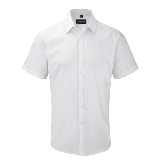 Russell Herenshirt met korte mouwen Visgraatwerk Shirt (Wit) - Image 1