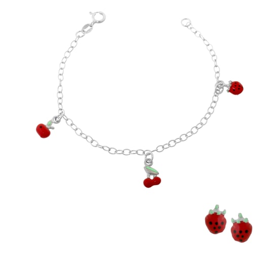 Orphelia 'Apple' Kinder 925 Sterling Zilveren Set: Armband + Oorbellen - Zilver SET-7149 - Image 1