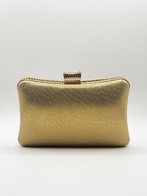 Gold Diamonte clutch with  round handle
