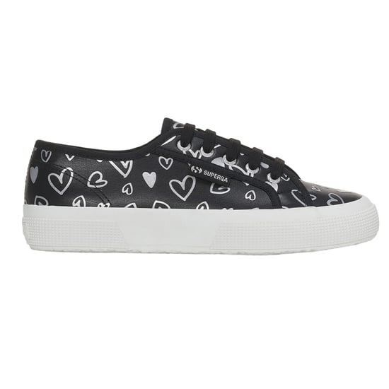 Superga Dames/Dames Hearts Vegan Leren Trainers (Zwart/Zilver) - Image 1