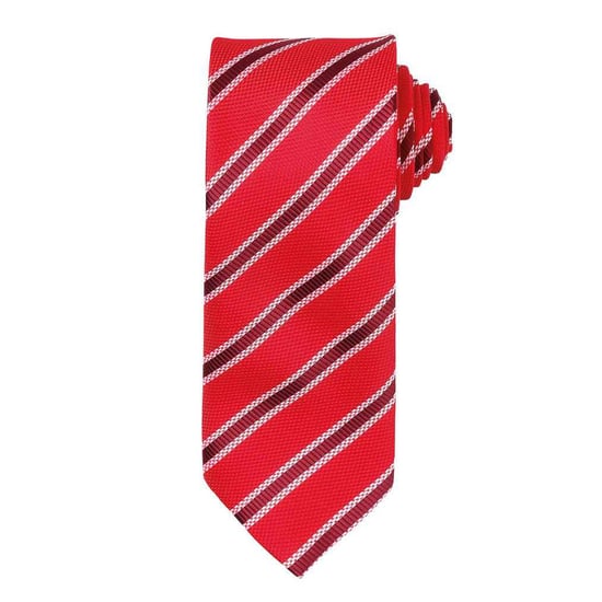 Premier Heren Streep Wafel Stropdas (Rood/Burgondië) - Image 1