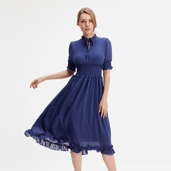 Chiffon -jurk met korrels en kleine ruches - Image 3