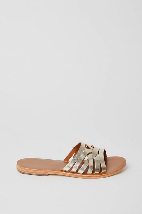 Imogen Leather Lattice Flat Sandals