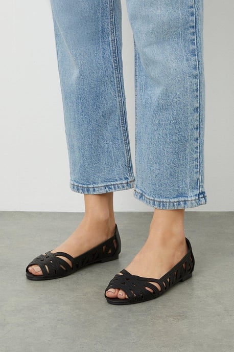 Wide Fit Prim Peep Toe Ballet Flats - Image 1