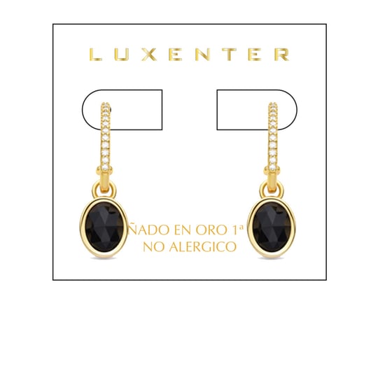 Luxenter Zwart Kristallen Oorbellen afgewerkt in 18K geel goud - Nyahau - Image 3