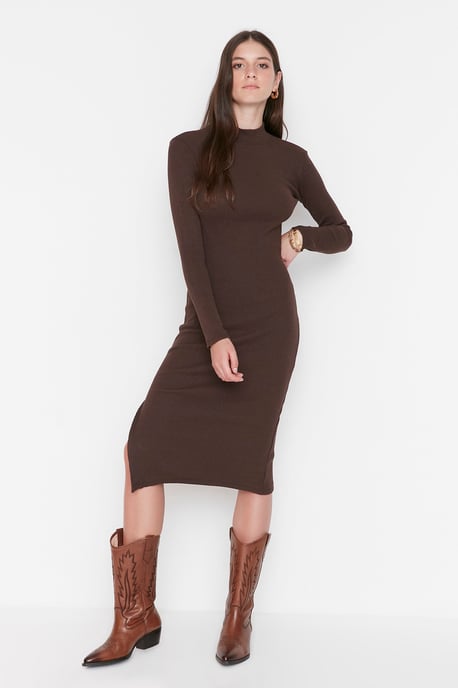 Trendyol Vrouw/Meisje Staande kraag Bodycon Midi Jurk - Image 4