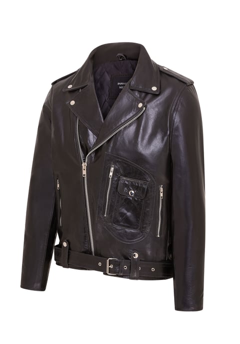 Mens Cow-Hide Black Biker Brando Jacket - Pargas