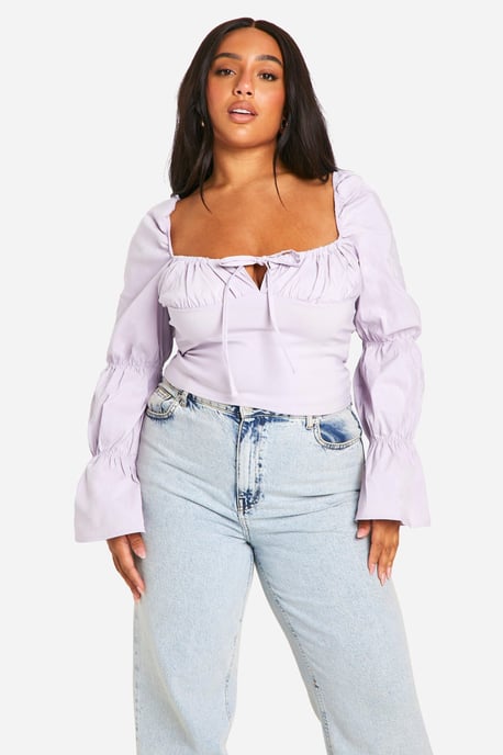 Plus Bengaline Puff Sleeve Corset