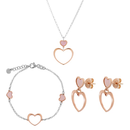 Orphelia 'Mada' Dames 925 Sterling Zilveren Set: Ketting + Armband + Oorbellen - Zilver/Roze SET-7389 - Image 1