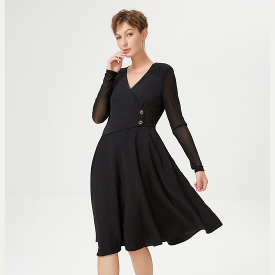 Skater Cross-Heart Dress en stretch tule mouwen - Image 1