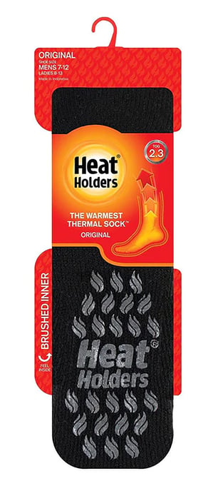 Heat Holders - 2 Paar Heren Kniehoge Winter Pantoffelsokken met Antislip Grip - Zwart Grijs - Image 2