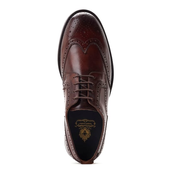 Base London Mens Cooper Washed Brown Leather Brogue Shoes
