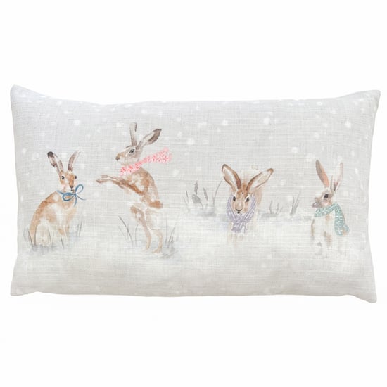 Evans Lichfield Snowy Hare Hand Painted Cushion Cover
